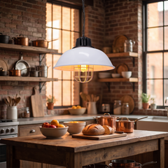 Bronze Edison Pendant Lamp - Style D – White
