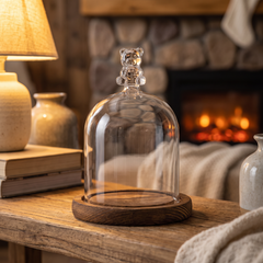 Glass Dome Candle Holder - Little Bear / 11cm