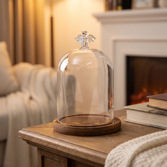 Glass Dome Candle Holder - Angel / 16cm