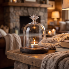 Glass Dome Candle Holder - Flower / 11cm