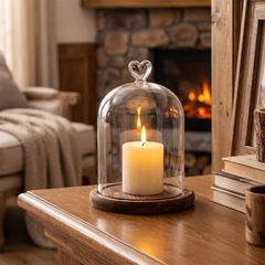 Glass Dome Candle Holder - Love / 16cm