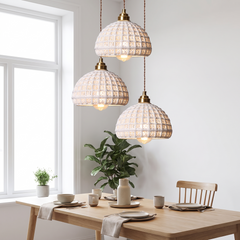 Nordic Ceramic Pendant Light - Basket-Weave Dome – 3-Cluster 30cm / 4W(MAX 100W)