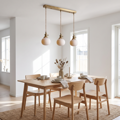 Nordic Ceramic Pendant Light - Ribbed Globe – 3-Bar 50cm / 4W(MAX 100W)