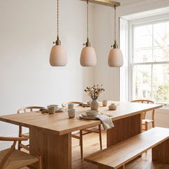 Nordic Ceramic Pendant Light - Ribbed Bell – 3-Bar 50cm / 4W(MAX 100W)
