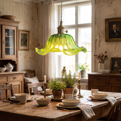 Vintage Petal Glass Pendant Light - Green – Pointed Scallop