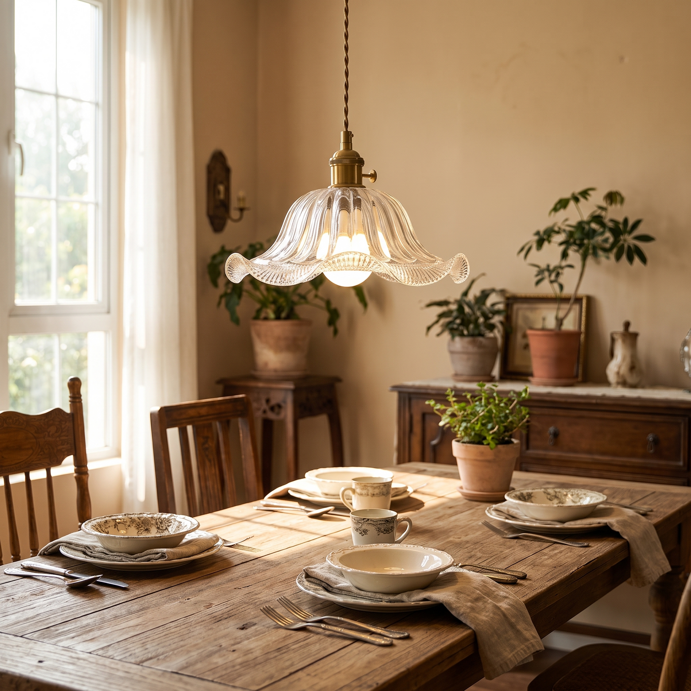 Vintage Petal Glass Pendant Light - Clear – Pointed Scallop
