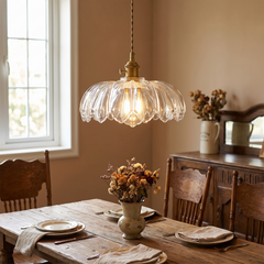 Vintage Petal Glass Pendant Light - Clear – Rounded Scallop