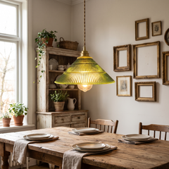 Vintage Petal Glass Pendant Light - Green – Simple Ribbed