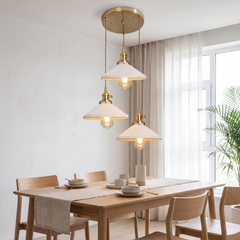 Nordic Ceramic Pendant Light - Fluted Cone – 3-Cluster 30cm / 4W(MAX 100W)