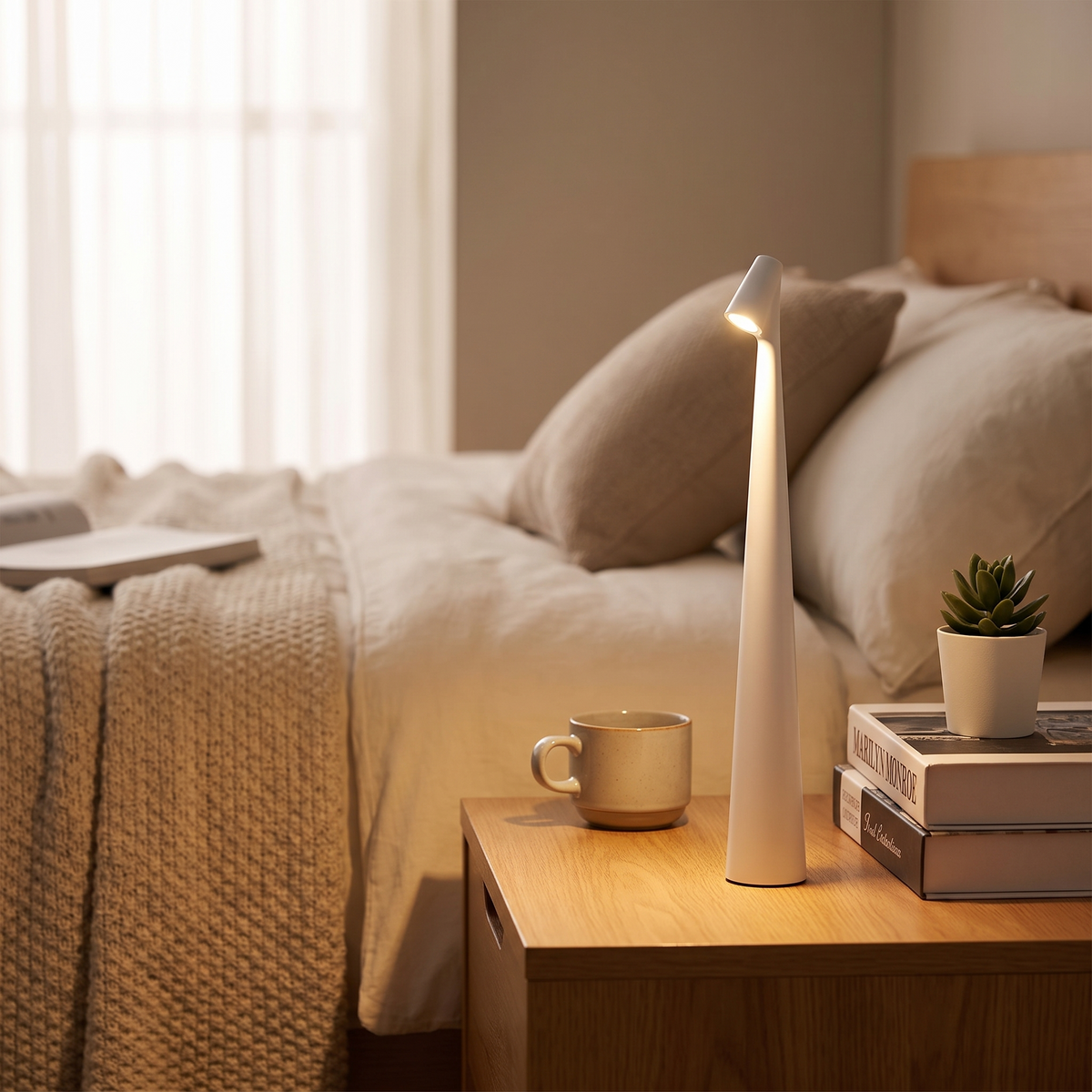 USB Touch Dimming Table Lamp - White