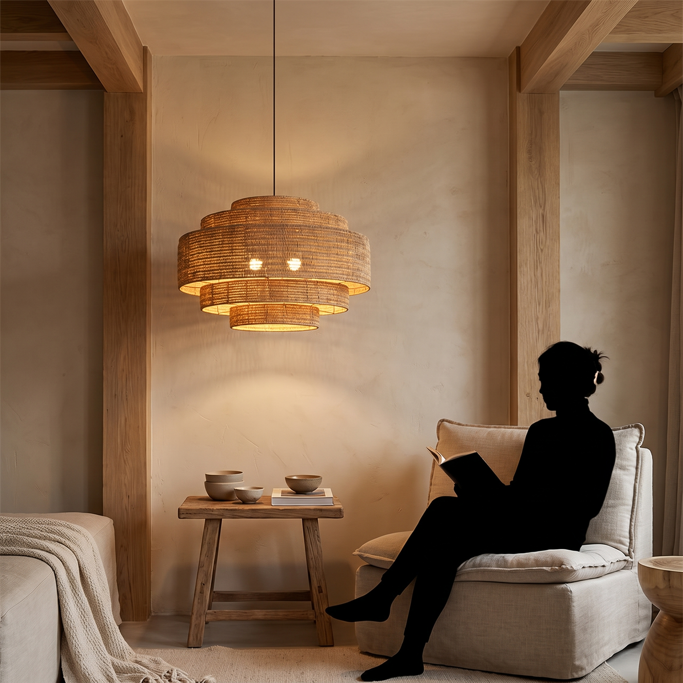 Wicker Hand-Woven Chandelier - D50cm