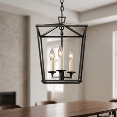 Retro Gold Pendant Chandelier - Black
