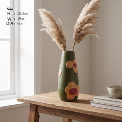 Morandi Glazed Ceramic Vase - Olive Green