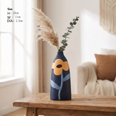 Morandi Glazed Ceramic Vase - Navy Blue