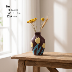 Morandi Glazed Ceramic Vase - Chocolate Brown