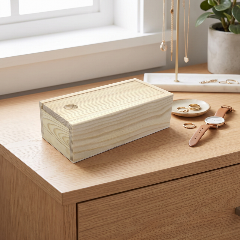 Wood Sliding Lid Keepsake Box