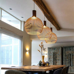 Wooden Birdcage Pendant Light